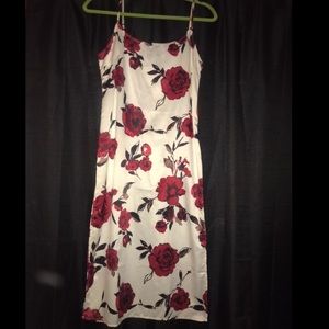 Forever21 white satin slip dress with slits